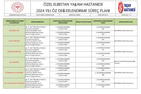 Özdeğerlendirme süreç planı