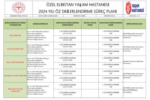Özdeğerlendirme süreç planı