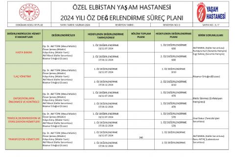 Özdeğerlendirme süreç planı