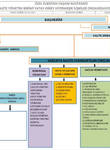 Kalite Yönetim Birimi Yatay-Dikey Hiyerarşik İlişkiler Organizasyon Şeması, Kalite Yönetimi ve Çalışmaları
